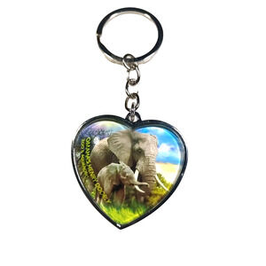 Omaha's Henry Doorly Zoo & Aquarium Heart Keychain Silver Tone Elephant